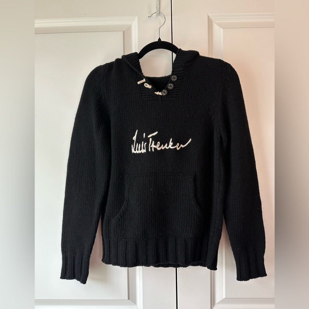 Luis Trenker Signature Women’s Wool Blend Hooded Sweater Black (Size P/XS)